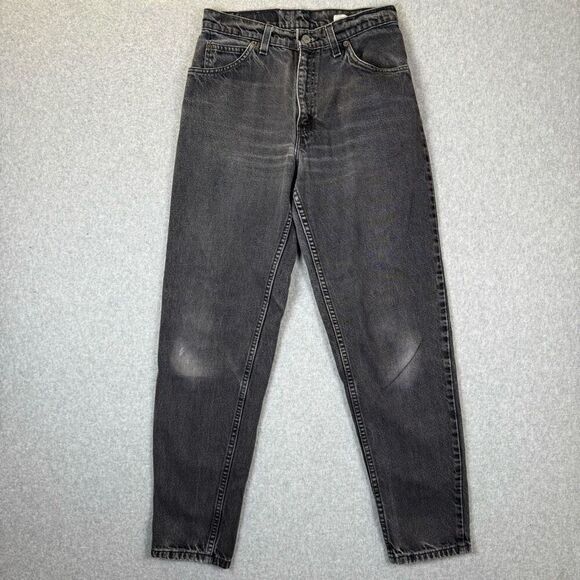 Levi Strauss & Co Womens Size 9 Denim Jeans Black Tapered Leg Relaxed Distressed - Picture 1 of 14